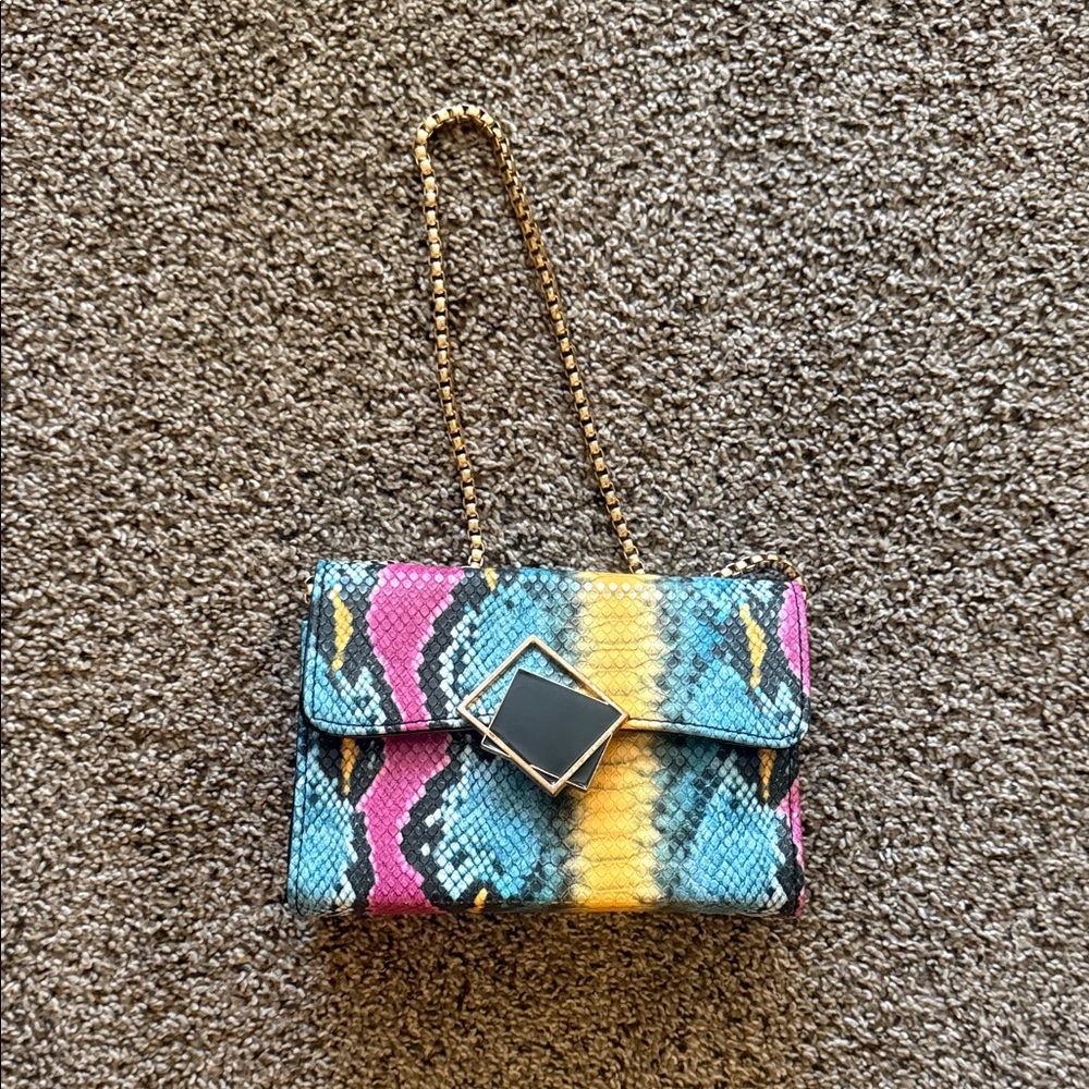 Multicolor Snake Print Chain Bag